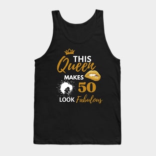 Afro Vintage Queen Birthday Quote 50th and fabulous Cool Heels fifty birthday Gift For Her Tank Top